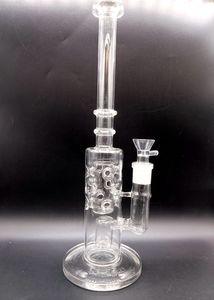 16 inch Clear Glass Bong Hookahs with Bowls Multi-holes Water Recycler Smoking Pipes with 14mm female joint