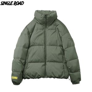 SingleRoad Men's Cotton Padded Jacket Winter Coat Parka High Collar Solid Windproof Hip Hop Streetwear Jacket For Men 201127