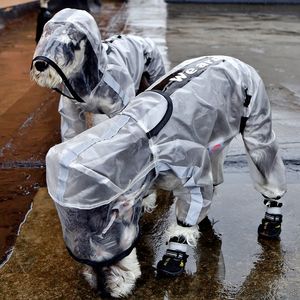 Abbigliamento per cani da compagnia Impermeabile Cucciolo Quattro piedi Con cappuccio Trasparente Impermeabile piccolo, medio e grande Forniture per cani Vestiti antipioggia per animali 20220826 E3