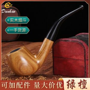 pipe solid wood pipe filter cigarette set wholesale and direct sales new carved wooden sandalwood curved silk hammer