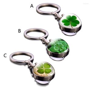 Portachiavi luminescent 4 foglia trifoglio buona fortuna rossa legno keychain idee ome il ragazzo ragazza amicizia githkeychains fier22