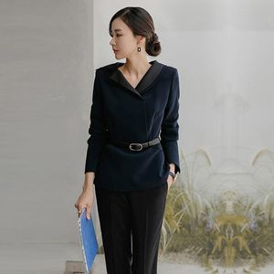 Dwuczęściowe spodnie dla kobiet Business Women 2 sztuki garnitury biuro eleganckie mundury ustawiają centrum sprzedaży Rectptionist Working Clothing