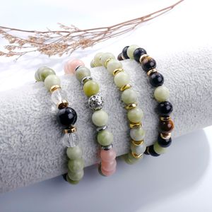 Bead Bracelet Natural Stone Charm Onyx Beaded Couple Distance Bracelets for Women Men Friend Gift Stretch Jewelry