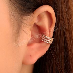 Grampo de manguito de orelha de cor de ouro para as mulheres falsas Nenhum piercing C Forma geométrica Rhinestone Earcuff clipes jóias