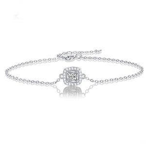 14K White Gold Roman Roman Chain Moissanite Diamond Bracelet noivado Bulbeiras de casamento Bracelets para mulheres jóias de noiva