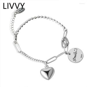 Link Chain LIVVY Fashion Smile Letter Round Tag LOVE Heart Pendant Bracelet For Women Thai Original Handmade Exquisite Jewelry Gifts Inte22