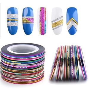 30pcs ensembles Nails Striping Tape Line mixte Colorful Nail Art Stickers Strip Rolls Decals for Decorations242i