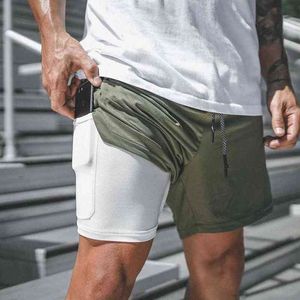Summer men's double deck Beach Shorts Large Mesh breathable fitness training pants sports casual Capris