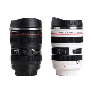 Kamera ze stali nierdzewnej EF24-105mm kawa kubek kubek biały czarny kubki kawy Kreatywny prezent kawy kubki Canecas Tazas Vaso CAF 210409