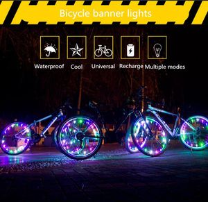 Stringhe LED impermeabili 20 luci per ruote per cerchioni per bici da bicicletta su luci a raggi Stringa decorativa per avvertimento di sicurezza LED per bicicletta