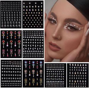 Rhinestone Makeup Stickers Temporary Tattoo - Face Jewels Gems for Kids & Adults