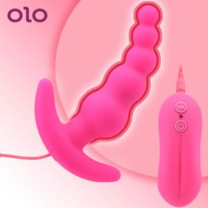 Olo 10速度男性前立腺マッサージャーセクシーなおもちゃ振動肛門ビーズプラグバイブレーターリモコン女性のマスターベーション