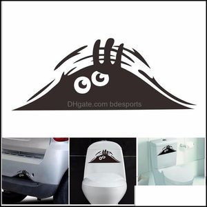 Tapeten Wohnkultur Garten PVC 3D Cartoon Wasserdichte Auto Wandaufkleber Lustige Toilette WC Für Wohnzimmer Badezimmer Schlafzimmer Dekorationen Viny