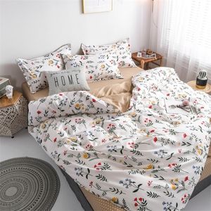 Claroom Flower Däcke Cover Bed Linens White Queen Size Sheets Set Comporter Bäddsuppsättningar AS11# T200409