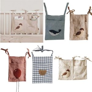 Cotone Lino Lettino Appeso Borsa portaoggetti nata Culla Comodino Giocattoli Organizer Nursery Borsa per pannolini Borsa per pannolini per biancheria da letto per bambini 220531