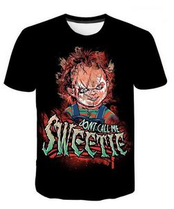 2022 New Horror Movie Chucky Summer 티셔츠 남성 여성 3D 프린트 셔츠 패션 캐주얼 짧은 슬리브 쿨 탑 티 A02