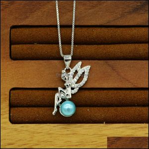Schmuckeinstellungen S925 Sterling Sier Anh￤nger exquisite M￤rchenperlen -Diy -Accessoires Montage Frauen Halskette f￼r 8 mm Perlen Drop Deliver