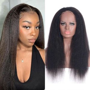 HD Kinky Straight Lace Front Human Hair Wigs Indian Hair 13x4 Transparent Lace Frontal Wig