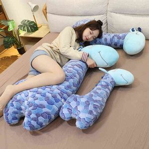 1pc 65cm Grande tamanho azul girafa brinquedo de pelúcia recheada Kawaii Creative Cushion Dolls para meninas de meninas Ldren Sussen Gift J220729
