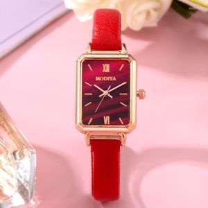 Wristwatches Fashion Watch For Women Female Rectangle Quartz Wristwatch Leather Belt Simple Ladies Watches 2022 Gift Girlfriend