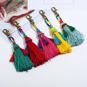 Anahtarlıklar bohemian DIY el-boncuklu yün dokuma renkli püskül kolye araba çantası anahtar zinciri pandeykeychains forb22