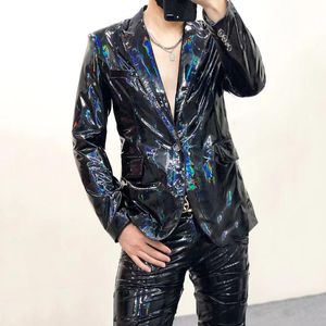 Men's Suits & Blazers Man Boy's Jacket Blazer Coat Laser Hologram Sympony Rainbow Cool Chic Fest Party Guitar Show DJ Club Stage Costume