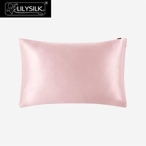 LilySilk Pure 100 Silk Pillowcase Hair With Hidden Zipper 19 Momme Terse Color For Women Men Kids Girls Luxury 201114