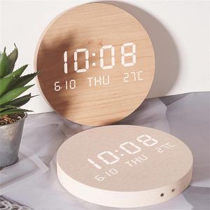 Orologi da parete in legno per la casa, soggiorno, arredamento, orologio a led, camera da letto, luce silenziosa, stile nordico, orologio alla moda, decorazione, orologi da tavolo