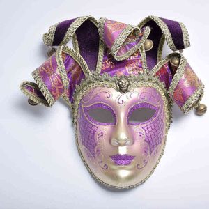 Venice High-end Retro Bell Mask Maskerade Performance Props Clown Furniture Dekoracja Halloween Scary L220711