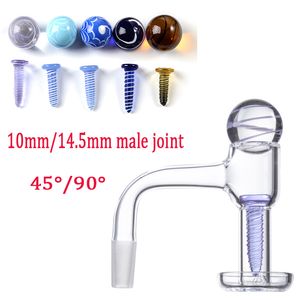 Terp Slurper Quartz Banger Sigara Aksesuarları 10mm 14mm Erkek Eklem 45 90 Dereceli Sakinsiz Tamamen Kaynak Eğimli Kenar Banger Tırnakları Cam Mermer