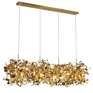 Modern Stainless Steel Chandelier Leaf Sequin Restaurant Hanging Lamp Golden Personality Shop Bar Kitchen Island