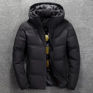 Winter Homem Homens Down Jacket Coat Casual Autumn Stand Gollar Puffer Hat grosso Pato branco Parka Macho Masculino Jaqueta Male com Capuz de alta qualidade