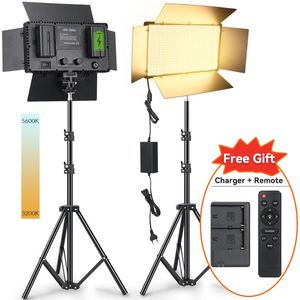 Flash Heads Lights Dimmable Pography Lamp For TikTok Video Studio Camera Light Panel With Tripod Remote Control Battery Power AdapterFlash