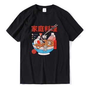 Engraçado Japonês venda por atacado-Camisetas masculinas ramen gato e mini camiseta gráfica masculina roupas verão engraçado japonês macarrão harajuku camisa estampada kawaii topsmen s de moda