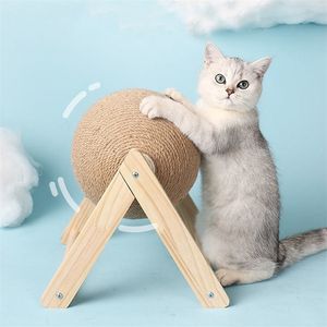Kota zarysowanie zabawka Kitten Sisal Rope Ball Board Grilling Paws Toys Cat Scratcher odporne na meble dla zwierząt domowych 220623