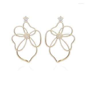 Dangle & Chandelier TIRIM Trendy Multi Color Big Flower Cubic Zirconia Earrings For Women Africa Dubai Fashion Jewelry Accessories