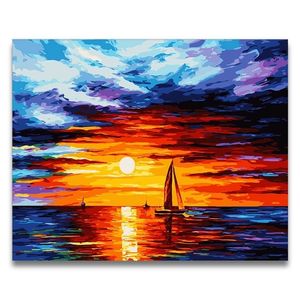 Chenistory Frame Landscape Diy Painting by Numbers Kit Modern Wall Art Picture Canvas acrílico para decoração para casa LJ200908