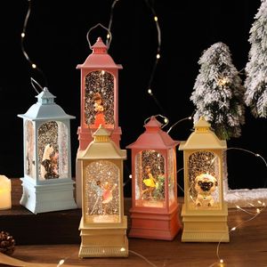 Juldekorationer Creative Cartoon Rotating Music Box Luminous Snow Crystal Wind Lamp Decoration Scene Layout Present BoxChristmas