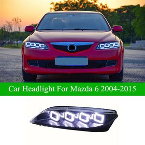سيارة تشغيل رأس السيارة ل Mazda 6 LED ANDERMBLY ASSEMBLY 2004-2015 DRL Dynamic Turn Signal High Beam Auto LAMP