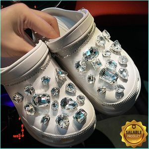 30pcs rhinestones and 1m Chain Croc Charms Designer DIY Shoes Decaration Accessories for JIBS Clogs Kids Boys Girls Gifts 220527