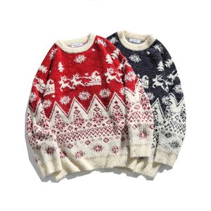 Family Matching Outfits Christmas Couple Pullover Loose Sweater Women England Style Costumes Men Long Sleeve Top Korean Clothing 2022 Year