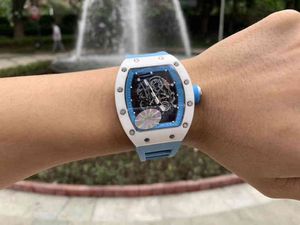 Uxury Watch Data 2022 White Richa Milles Mens Automatyczne zegarek mechaniczny Ceramiczny pustka Spersonalizowana modna taśma wodoodporna