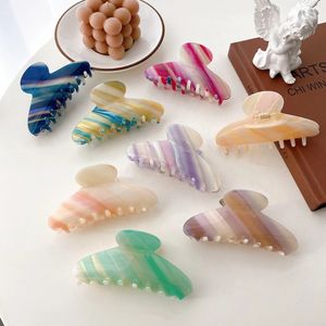 2022 Spring Large 10.5cm Colorful Shimmer Rainbow clips Stripe Geometric Hair Claws For Women Gril Summer Barrette Clips