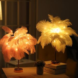 Juldekorationer struts fjäderbordslampa Lantern Iron Nightlight Remote Control LED Dandelion Copper Wire Lampchristmas