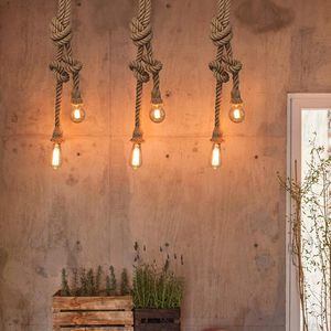 Lampy wiszące lampy linowe zabytkowe loft bar Diy kreatywna osobowość LED Industrial E27 oświetlenie wewnętrzne poddasze retro wisząca lampa latarnia