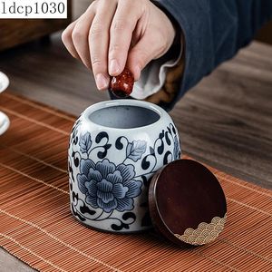 Garrafas de armazenamento Jars de estilo japonês azul e branco jarra de porcelana doméstica sela a sala de estar de chá cerâmica DecorationStorage