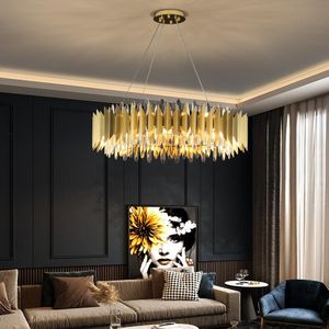 Подвесные лампы Золотая хрустальная люстра освещение для гостиной спальни столовая 2022 Дома