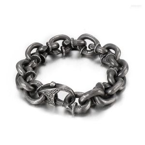 Łańcuch link retro mężczyzn 316L Bracelety ze stali nierdzewnej Hip Hop Mens Biżuteria klaśnięcia pudełko na dzika