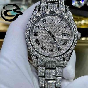 Top luxo privado personalizado para fora laboratório diamantes relógio masculino feminino cubo de gelo rollexablwatches esqueleto vvs moissanite diamante