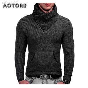Jesienne zimowe męskie patchwork turtleeck sweter swobodny zagęszczenie ciepłe dzianiny swetry mężczyźni szczupły sweter z długi czas rękawem L220801